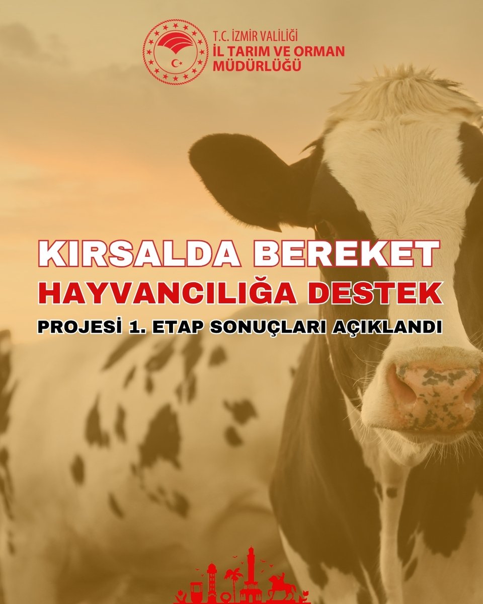 İlimizde yoğun ilgi gören "Kırsalda Bereket Hayvancılığa Destek" Projesi kapsamında:
28 işletme asil,
42 işletme yedek olarak belirlendi!

Detaylar için 👉 izmir.tarimorman.gov.tr/Haber/1141/Kir…