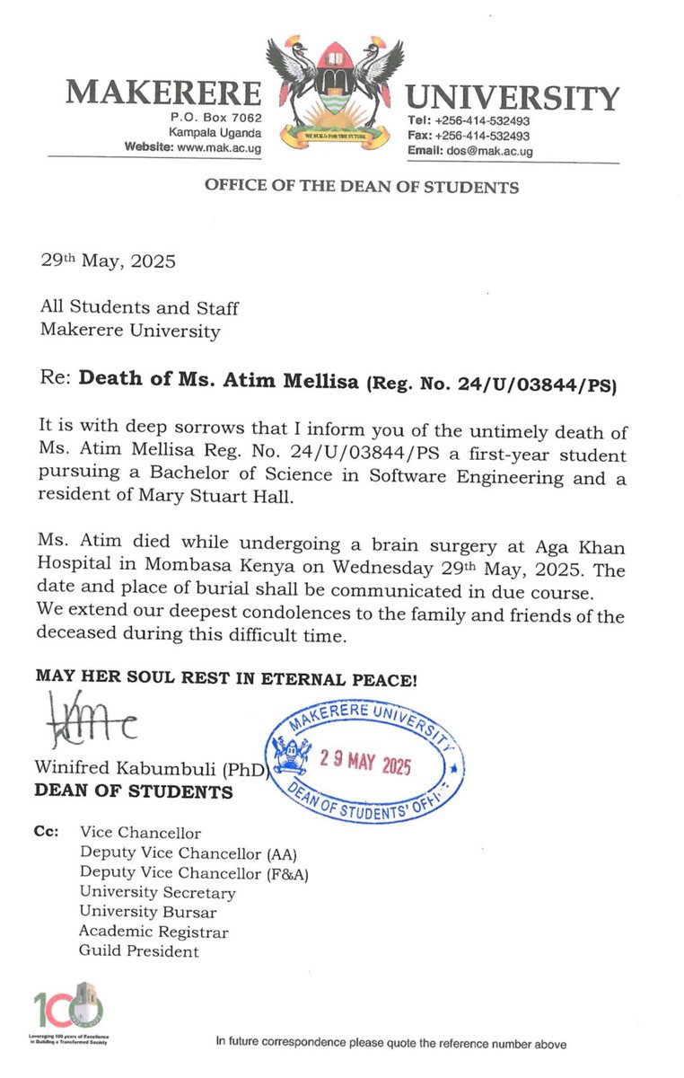 DOS_Makerere's tweet image. We share in the grief of the parents and relatives of our two students who have passed on. May their souls rest In Peace @MakerereNews @Makerere
