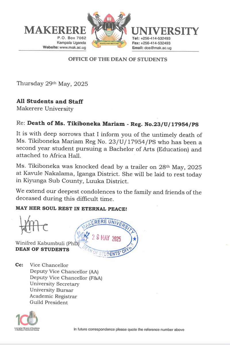 DOS_Makerere's tweet image. We share in the grief of the parents and relatives of our two students who have passed on. May their souls rest In Peace @MakerereNews @Makerere