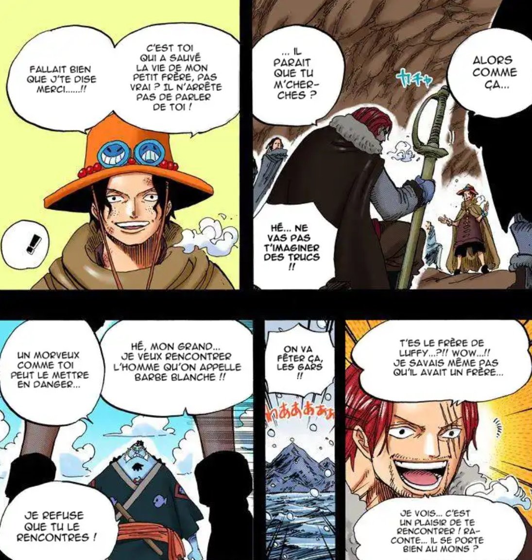 Très joli dessin mais malheureusement Shanks ne savait pas que Ace était le fils de Roger avant Marineford... 😅