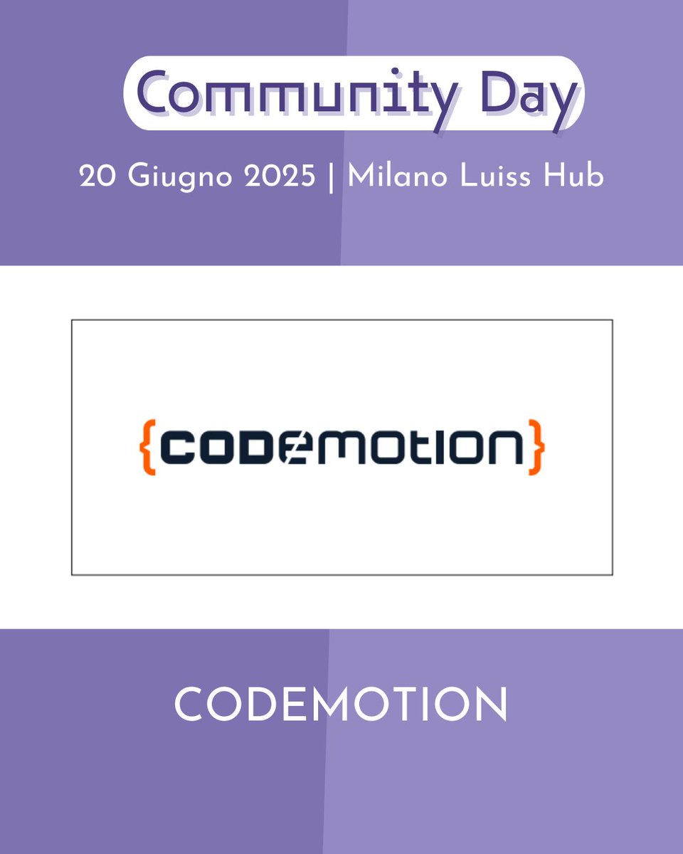 Codemotion (@codemotionit) on Twitter photo Siamo felici di essere tra i Community Partner di #CommunityDay :)
<a href="/grusp/">GrUSP</a> <a href="/ludovicobesana/">Ludovico Besana</a> Siamo felici di essere tra i Community Partner di #CommunityDay :)
<a href="/grusp/">GrUSP</a> <a href="/ludovicobesana/">Ludovico Besana</a>