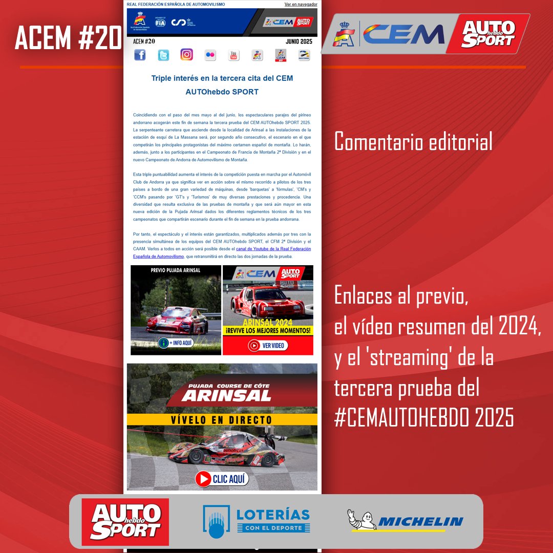 Información previa a la #PujadaArinsal en el número 20 de la #newsletter del #CEMAUTOhebdo 👉 rfeda.maileon.de/u/archive/MUe9…