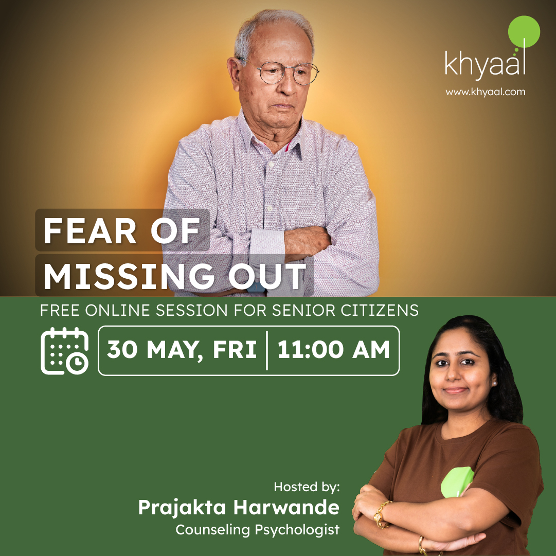 Learn how to deal with the fear of missing out using simple techniques. Join this session if you are 50+ or share it with an elderly loved one.
#FOMO #SeniorCitizens #Wellness
To attend our exclusive sessions:
📱 Download the app: bit.ly/3Kh2aFw
📞 Call: 022-48963888