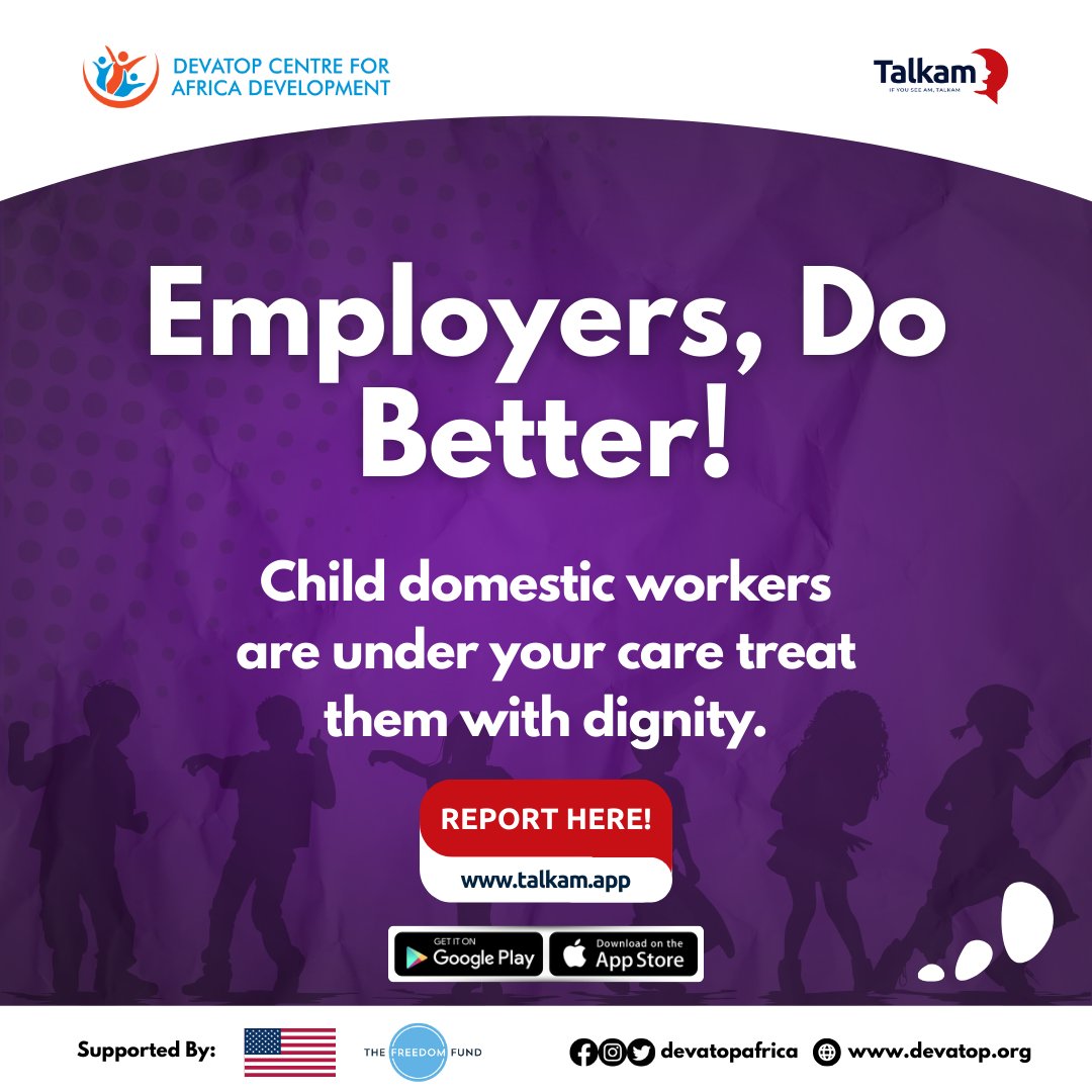 devatopafrica's tweet image. A child domestic worker is still a child they deserve care, compassion, and the chance to grow up like every other child. They are not meant to be overworked or denied an education.

Let’s end the silence around exploitation and start protecting every child.

#childrights #Talkam