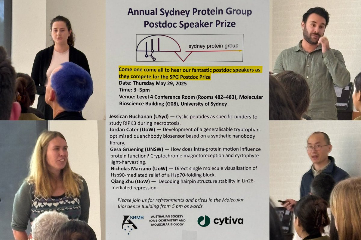 JpmNg's tweet photo. 4 amazing presentations tonight at @SydneyProtein PostDoc Symposium and congratulations to all prize winners. 
@Cytiva Together in #protein research #AKTA #Biacore #Amersham #purificationworkshop https://t.co/dYGwSGraZq