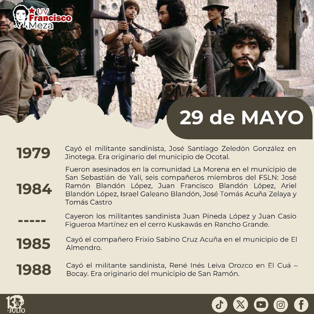 Efemérides de la Revolución Popular Sandinista
¡Es nuestro el porvenir!
🇳🇮♥️🖤
#SomosUNAN
#NicaraguaEnRevolución
#4619SiempreMásAllá