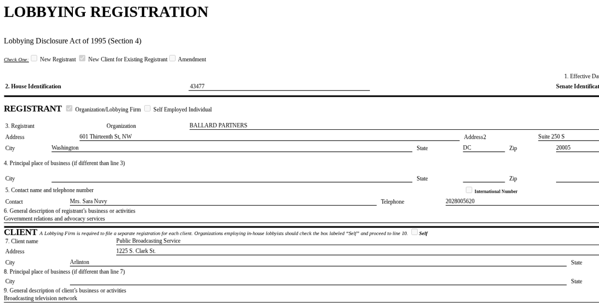 PBS will stay in existence and will NOT have its funding cut. You wanna know why?  Because I have the lobbying report from Ballard Partners that's shows they are representing PBS to maintain current funding.  Why does Ballard Partners sound familiar?  Because Susie Wiles has on