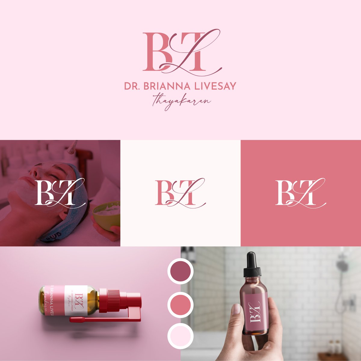 Dr. Brianna Livesay’s skincare brand needed a visual identity that matched the luxury and care behind her services. When she reached out, her existing brand lacked clarity, softness, and professionalism. We designed a custom “BLT” monogram that blends beauty, trust, and elegance.