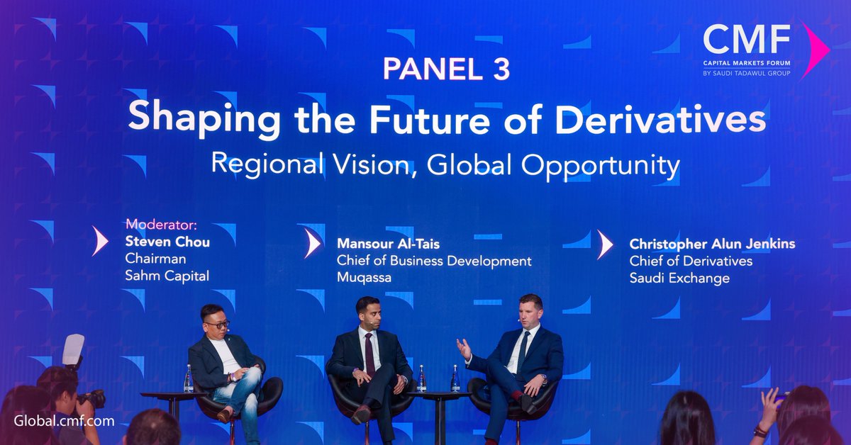 Capital Markets Forum (@scmf_sa) on Twitter photo في الجلسة الحوارية الثالثة من #ملتقى_الأسواق_المالية25 - هونغ كونغ: "بناء مستقبل المشتقات المالية: رؤية إقليمية وفرص عالمية"، شارك في الجلسة كلّ من السيد كريستوفر ألون جنكنز، مدير عام المشتقات في <a href="/tadawul/">Saudi Exchange | تداول السعودية</a>، والأستاذ منصور الطعيس، مدير عام تطوير الأعمال في <a href="/MuqassaKSA/">Muqassa | مقاصة</a>؛ حيث قدّما في الجلسة الحوارية الثالثة من #ملتقى_الأسواق_المالية25 - هونغ كونغ: "بناء مستقبل المشتقات المالية: رؤية إقليمية وفرص عالمية"، شارك في الجلسة كلّ من السيد كريستوفر ألون جنكنز، مدير عام المشتقات في <a href="/tadawul/">Saudi Exchange | تداول السعودية</a>، والأستاذ منصور الطعيس، مدير عام تطوير الأعمال في <a href="/MuqassaKSA/">Muqassa | مقاصة</a>؛ حيث قدّما