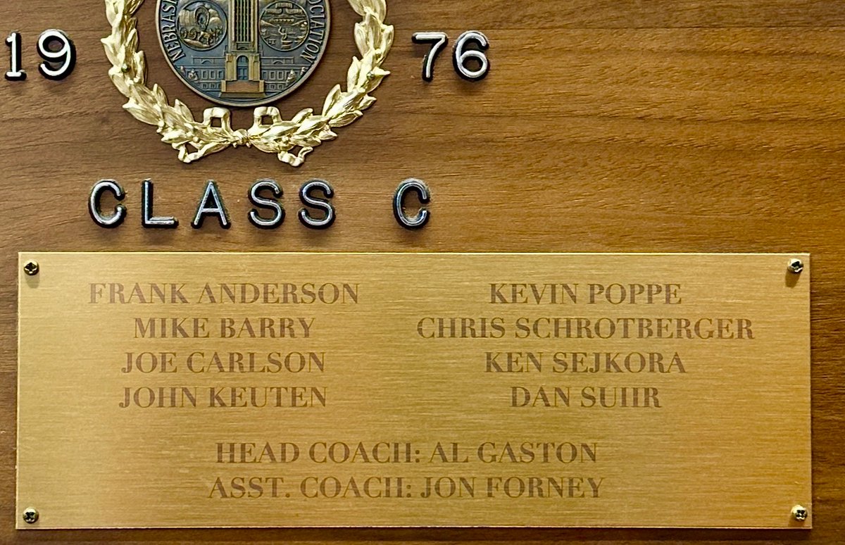 PCS_Pride's tweet photo. It’s #ThrobackThursday. In honor of the recent State T&F Championship, the last time the Plainsmen won one was 1976. And since we were using the XTool laser engraver anyway this week, we decided the blank 1976 nameplate needed an update. It now bears the names of the 1976 team. https://t.co/Hbrsha25ck