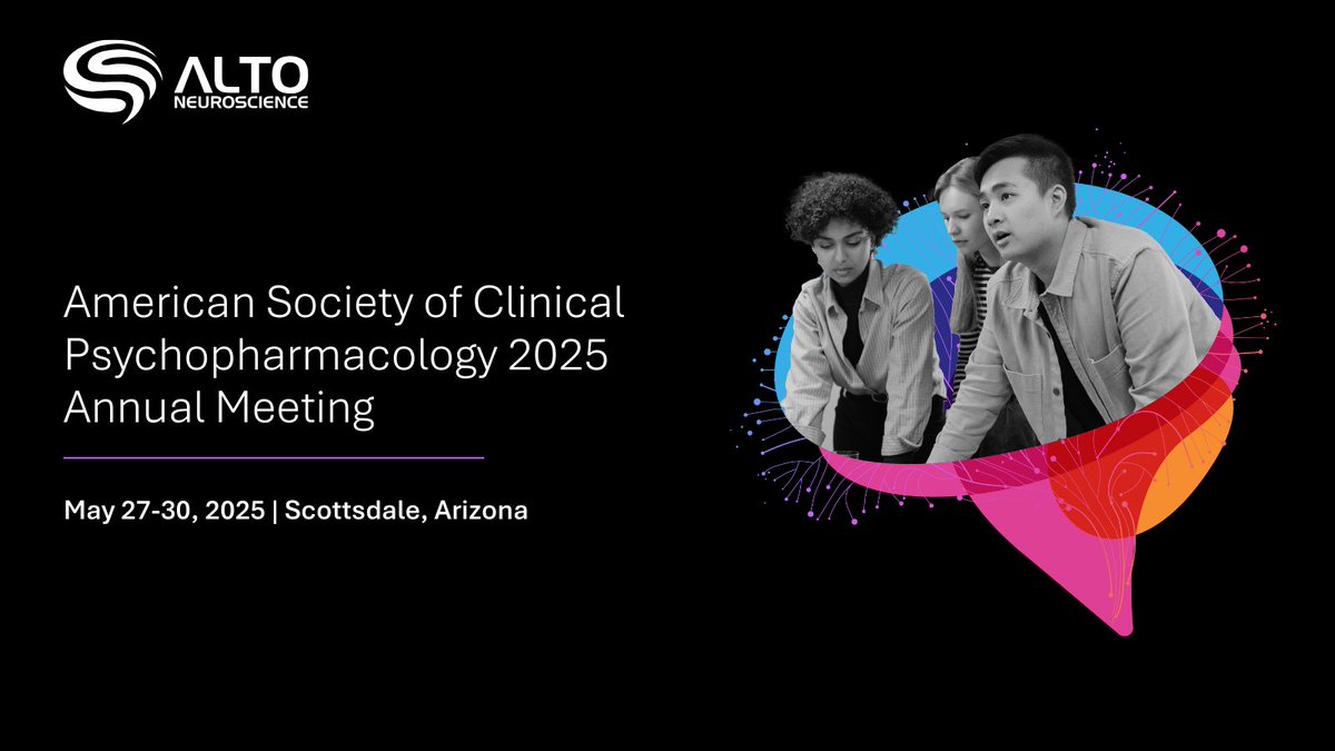 Alto Neuroscience (@altoneuro) on Twitter photo We presented data at #ASCP2025 that reinforces the unique biomarker opportunity for patient stratification, with strong mechanistic validation,Ā andĀ reinforces the tolerability profile for ALTO-300 in #MajorDepressiveDisorder.Ā Learn more here: investors.altoneuroscience.com/news/news-detaā¦
<a href="/ASCPorg/">American Society of Clinical Pschopharm (ASCP)</a> We presented data at #ASCP2025 that reinforces the unique biomarker opportunity for patient stratification, with strong mechanistic validation,Ā andĀ reinforces the tolerability profile for ALTO-300 in #MajorDepressiveDisorder.Ā Learn more here: investors.altoneuroscience.com/news/news-detaā¦
<a href="/ASCPorg/">American Society of Clinical Pschopharm (ASCP)</a>