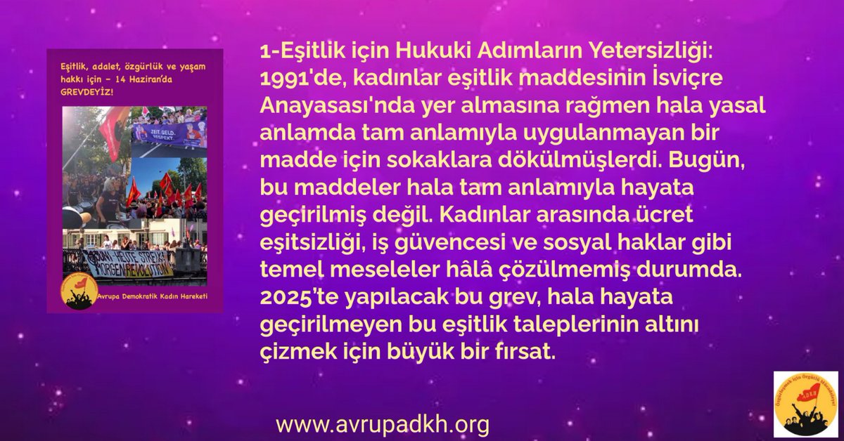 14 Haziran İsviçre'de yapılacak olan kadın grevi hazırlıkları tamamlandı. Patrirkal Kapitalizme karşı fabrikada, ev içinde, kamusal alanda,hayatın her alanında çalışan kadınlar 14 Haziran'da hayatı durduralım!