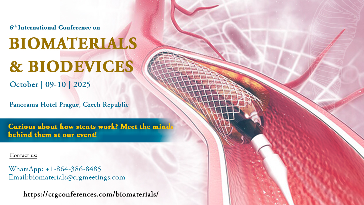 Rebecca81642881's tweet image. 6th International Conference on Biomaterials &amp;amp; Biodevices 
Event on: October | 09-10 | 2025 
Panorama Hotel Prague, Czech Republic 
#biofunctional #nanomaterials #molecularimaging #drugdelivery #stemcells #conference
Join the future of Biomaterials!!!