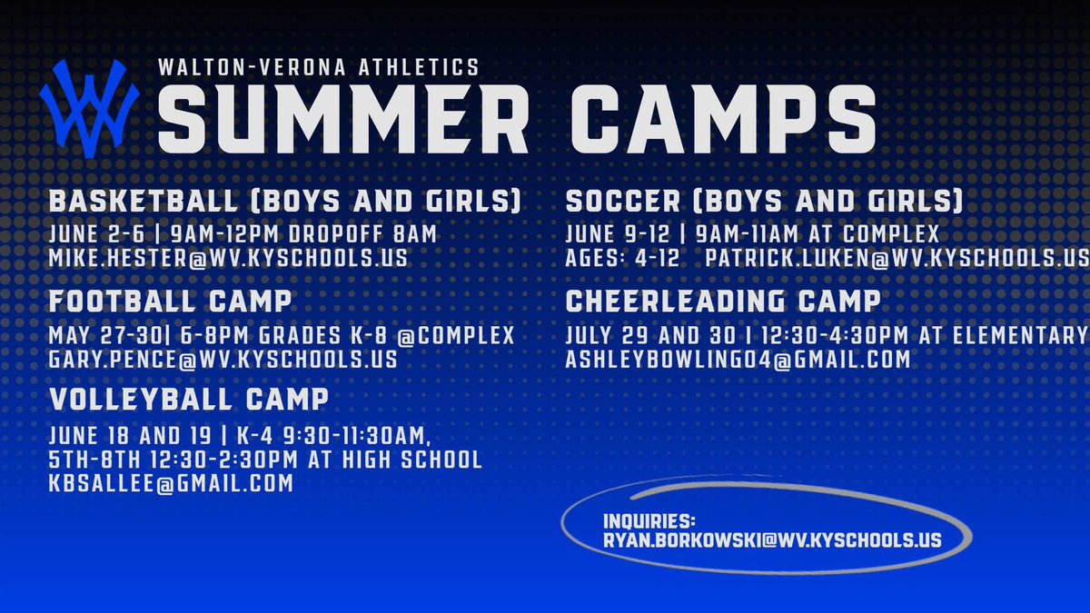 Reminder of Summer Camps!