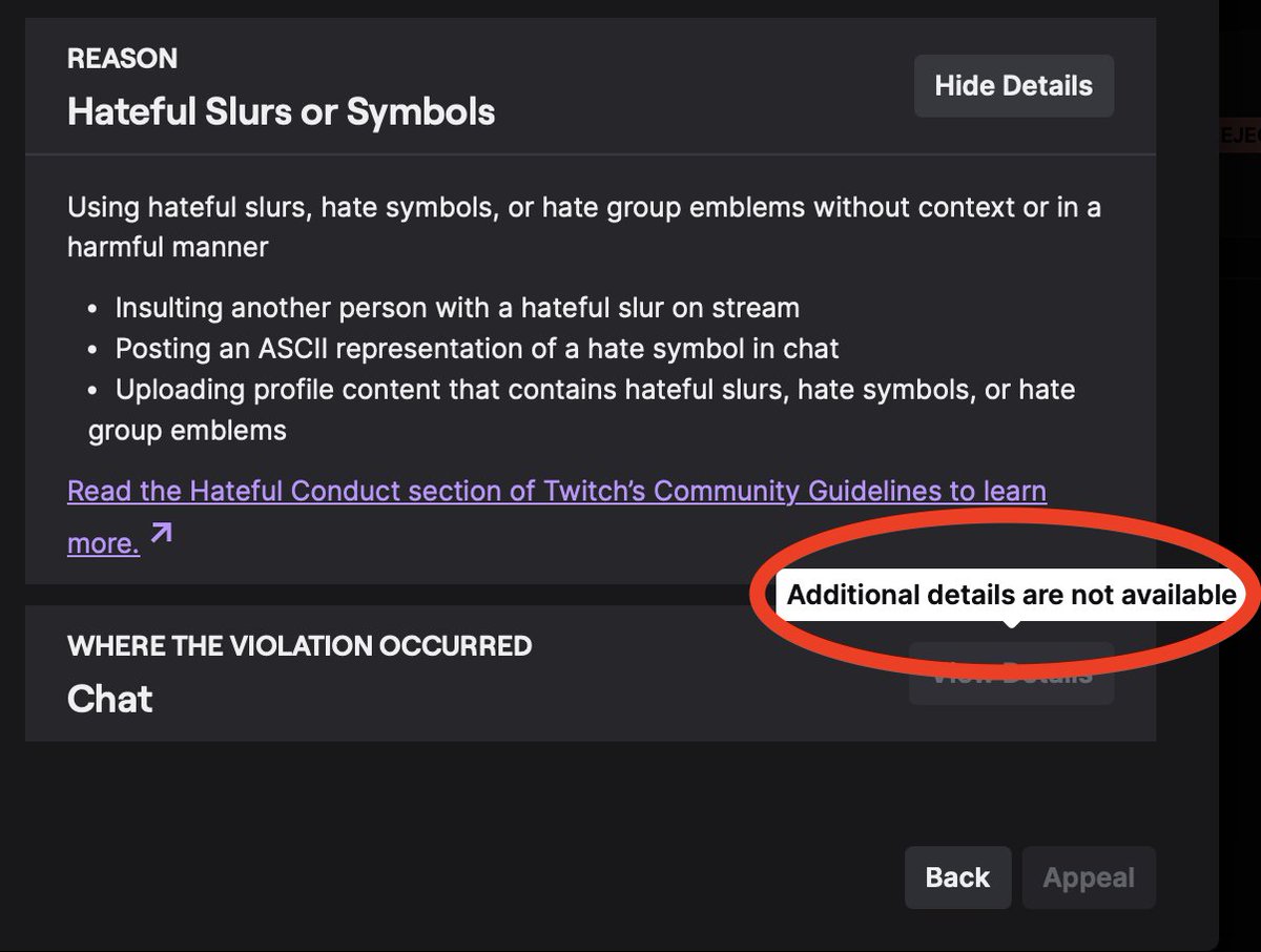 mantiswhoprays's tweet image. Hi @TwitchSupport — in your Feb 20th security update you mentioned "more details about violations" coming soon. How soon is "soon"? If the appeals portal doesn’t show the flagged content and the support portal can't help, how can creators access this info in the meantime?