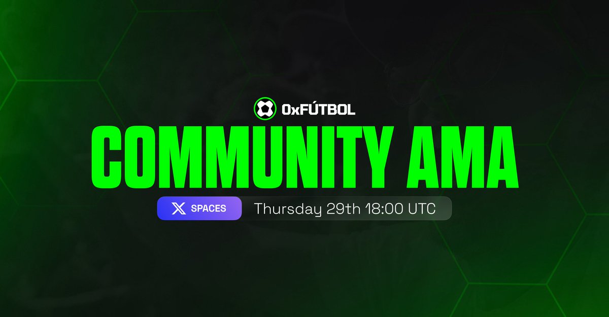 Let’s talk fútbol and Web3 — live AMA today! ⚽️

We’ll cover 0xFútbol’s vision, the DAO Maker IDO, and what’s next for the $FUTBOL launch.

Don’t miss your chance to connect directly with the team!

🎙️ Link to Spaces in the first comment.