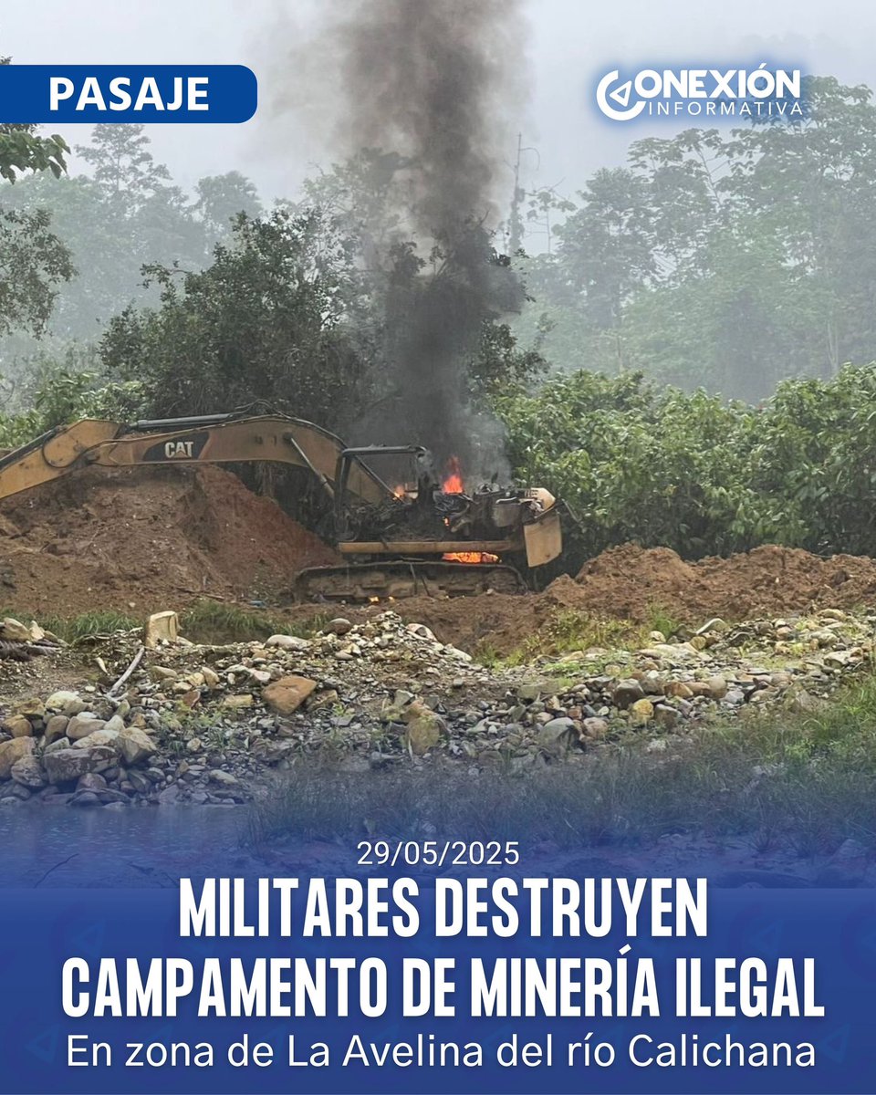 #Pasaje | En el marco de operaciones militares ejecutadas el miércoles 28 de mayo, las Fuerzas Armadas (<a href="/FFAAECUADOR/">Fuerzas Armadas del Ecuador</a>), en coordinación con <a href="/ARCOM_Ecu/">Agencia de Regulación y Control Minero 🇪🇨</a>, intervinieron un campamento de minería ilegal en el sector La Avelina, cantón Pasaje, El Oro. 💻 conexioninformativaec.com/42076-2/