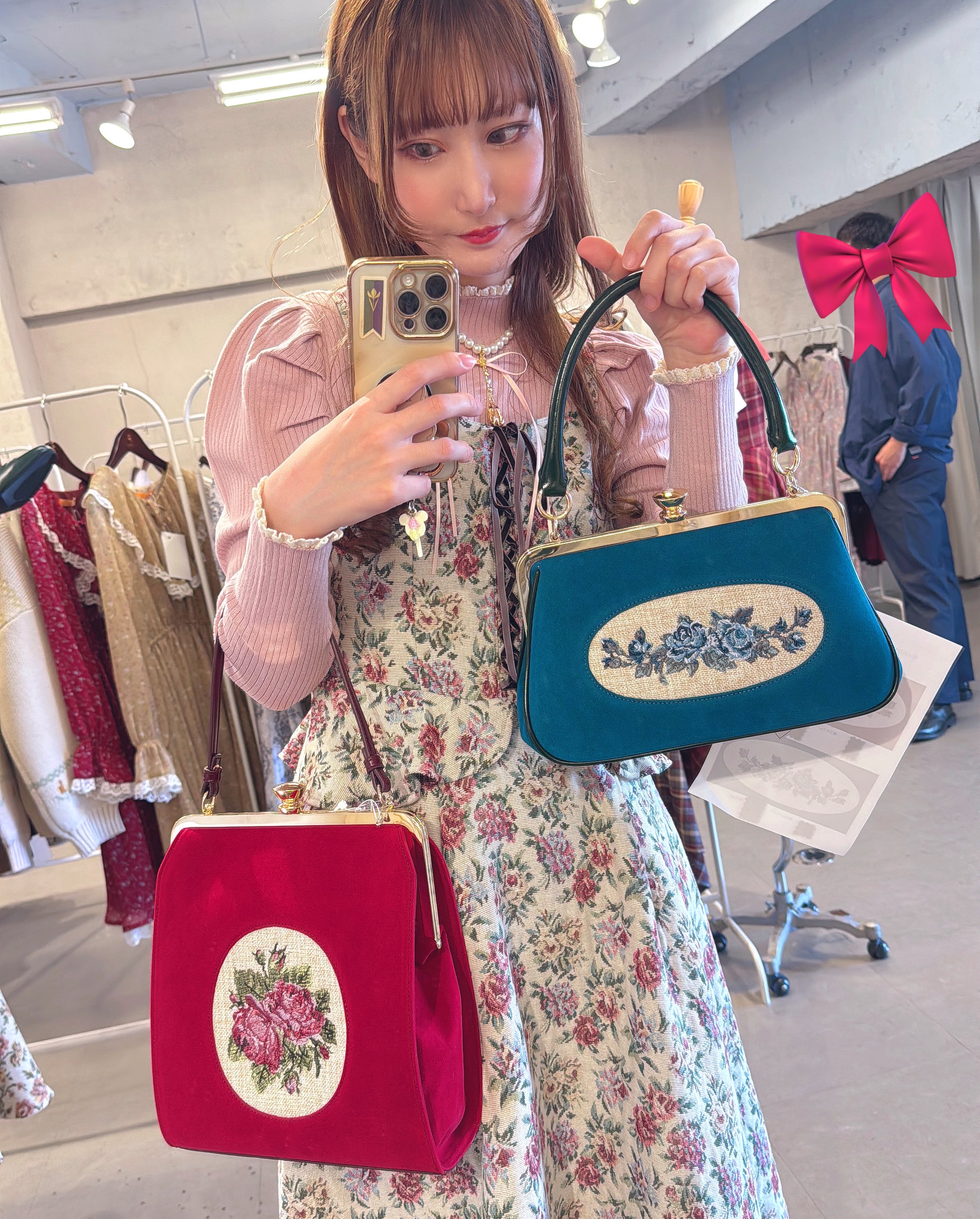 1818.ハンドメイド 18cm大きながま口バッグ マイリトルテイラー