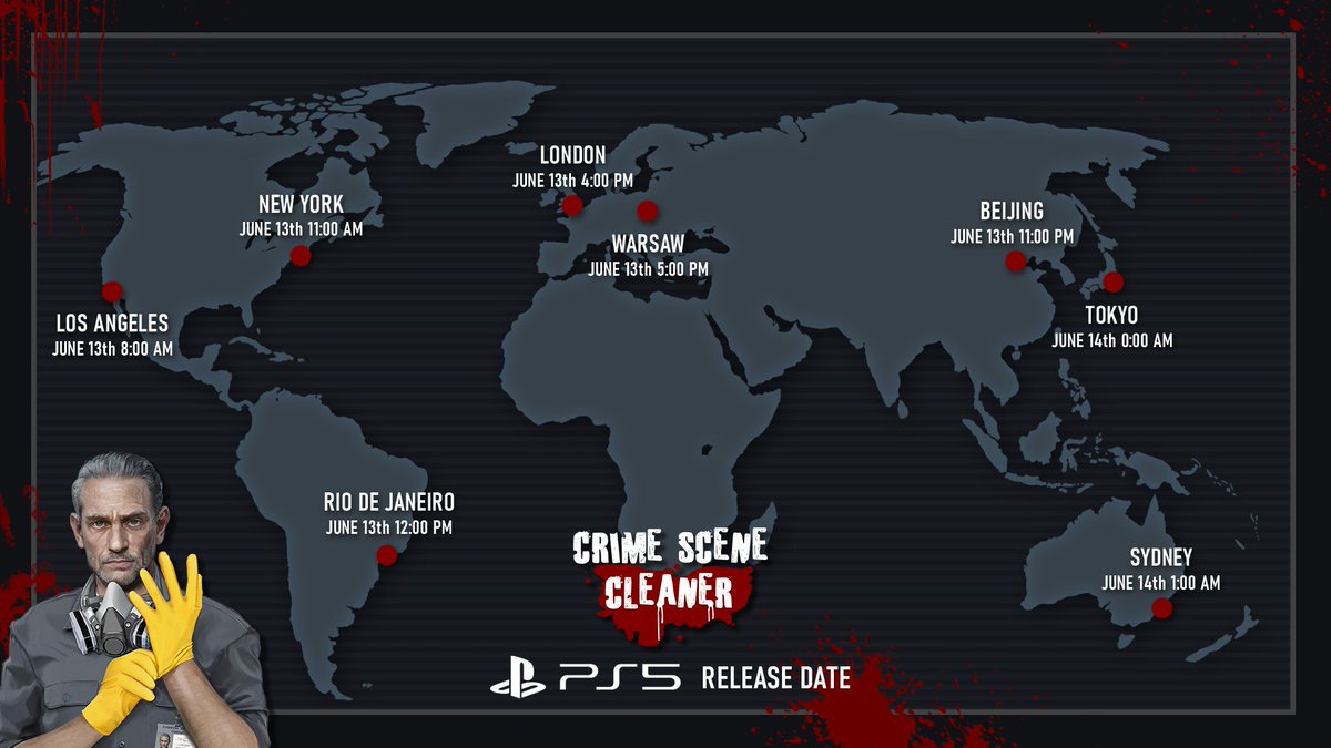 Crime Scene Cleaner is hitting PlayStation 5 on June 13th at 15:00 UTC! Step into the mess – there’s blood to scrub and secrets to uncover.

store.playstation.com/concept/100144…

Clean up mafia's bloody messes and prove you're the best in this dirty business.

#crimescenecleaner #PS5