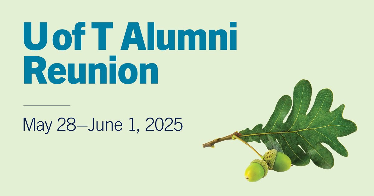 U of T Alumni (@uoftalumni) on Twitter photo It's #UofTReunion day two! See today's schedule and register to join: bit.ly/4ihgWgs
🤗 10:30 am <a href="/UTM/">U of T Mississauga</a> classes of the 1970-75 Reunion and 50th Anniversary Celebration
🌳 12 pm Stress-Free Degree Lecture: Racial Justice and Climate Change
🌈 7 pm 2SLGBTQ+ Spring Soirée It's #UofTReunion day two! See today's schedule and register to join: bit.ly/4ihgWgs
🤗 10:30 am <a href="/UTM/">U of T Mississauga</a> classes of the 1970-75 Reunion and 50th Anniversary Celebration
🌳 12 pm Stress-Free Degree Lecture: Racial Justice and Climate Change
🌈 7 pm 2SLGBTQ+ Spring Soirée