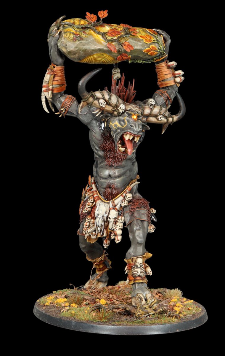 A somewhat literal Throwback Thursday to you! This Beast of Chaos Cygor was the first monster sized model I ever painted (2019). I'm still very proud of the Dryad being stomped on the base 😁.
#warhammmer  #paintingwarhammer #theoldworld #BeastsofChaos  #wargaming #tabletopgames