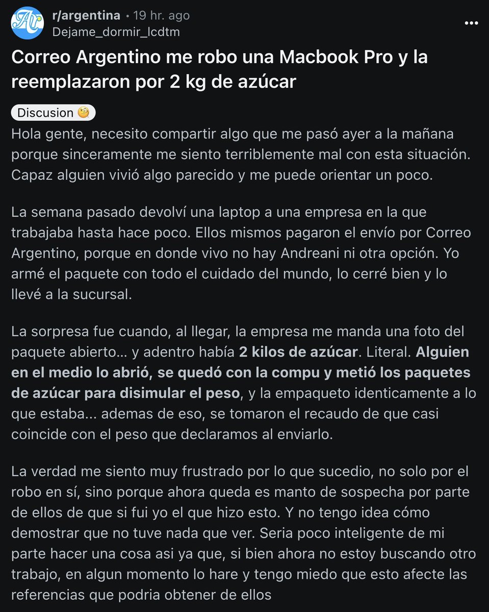 Disuelvan en ácido a Correo Argentino.