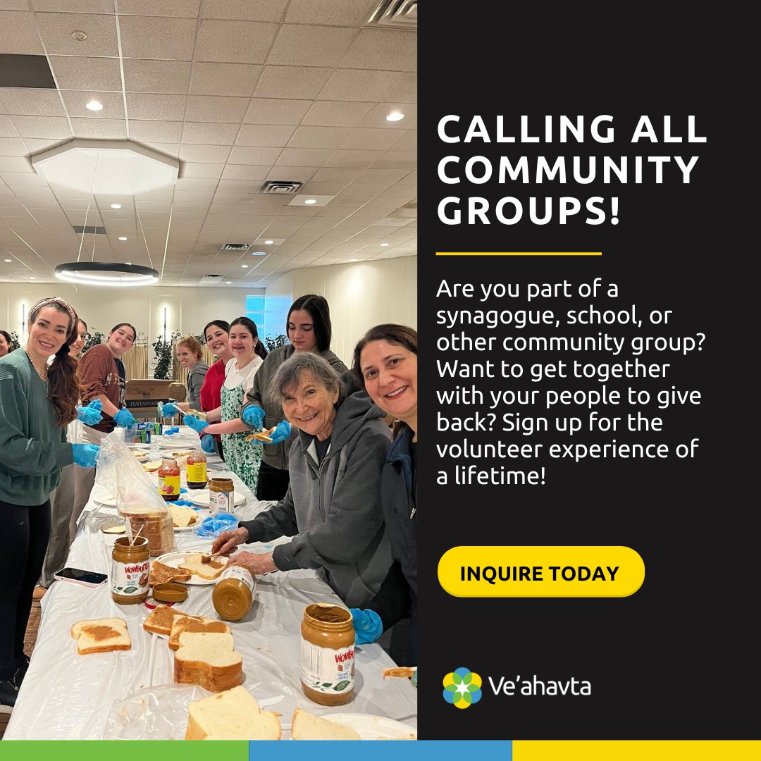 Want to give back to the community in a fun and meaningful way? Sign up your synagogue, school, or community group for a custom, hands-on volunteer experience that you will remember forever!
Inquire today 👉 bit.ly/40imrWI