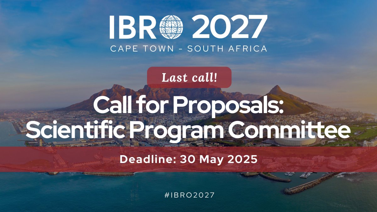 IBRO - International Brain Research Organization (@ibroorg) on Twitter photo LAST CALL! 🚨 Have you already proposed individuals for the #IBRO2027 Scientific Program Committee? There’s still time - join us in building a diverse & impactful program - submit your proposals by 30 May: ibro.org/ibro-2027-worl…
#conference #neuroscience
<a href="/villiam68/">Lars Kristiansen</a> <a href="/Deleyele/">Victor Owoyele</a> LAST CALL! 🚨 Have you already proposed individuals for the #IBRO2027 Scientific Program Committee? There’s still time - join us in building a diverse & impactful program - submit your proposals by 30 May: ibro.org/ibro-2027-worl…
#conference #neuroscience
<a href="/villiam68/">Lars Kristiansen</a> <a href="/Deleyele/">Victor Owoyele</a>