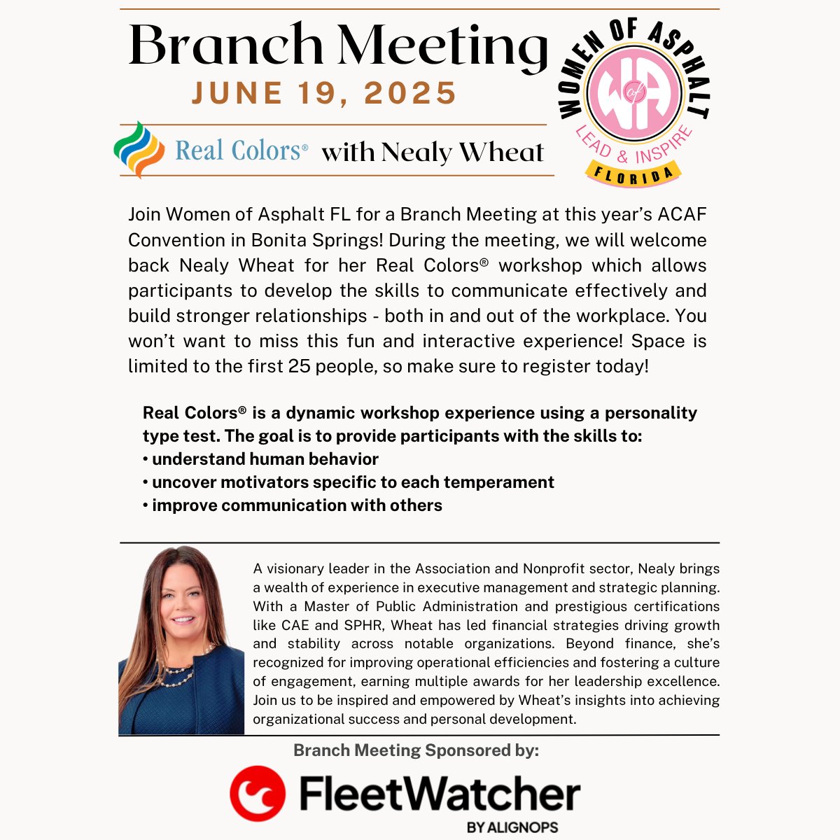 WofAFL's tweet photo. 🌴 𝐖𝐨𝐦𝐞𝐧 𝐨𝐟 𝐀𝐬𝐩𝐡𝐚𝐥𝐭 𝐅𝐋 - 𝐁𝐫𝐚𝐧𝐜𝐡 𝐌𝐞𝐞𝐭𝐢𝐧𝐠 🌴 📅 June 19 | 📍 Bonita Springs (ACAF Convention) ✅ REGISTER TODAY https://t.co/jdHCSglllf

𝐖𝐨𝐟𝐀 𝐅𝐋 𝐁𝐫𝐚𝐧𝐜𝐡 𝐌𝐞𝐞𝐭𝐢𝐧𝐠 𝐢𝐬 𝐩𝐫𝐨𝐮𝐝𝐥𝐲 𝐬𝐩𝐨𝐧𝐬𝐨𝐫𝐞𝐝 𝐛𝐲 𝐅𝐥𝐞𝐞𝐭𝐖𝐚𝐭𝐜𝐡𝐞𝐫 https://t.co/2JemuTU9E9