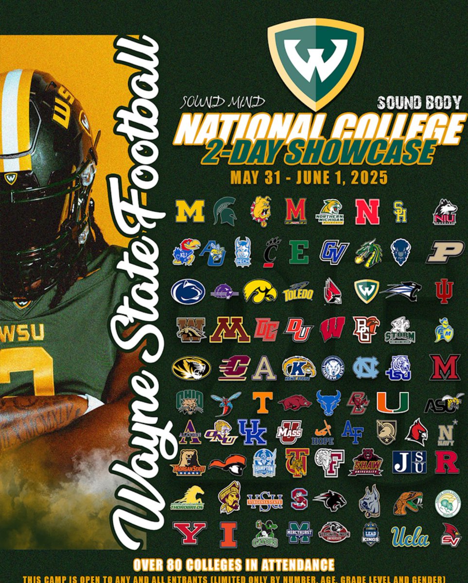 Weston Ashbrook (@westonashbrook) on Twitter photo Can't wait to compete at the 2025 Wayne State National Showcase in Detroit. Registered for session #2 both days with DL. LET'S GO!
<a href="/CoachGus90/">Niklas Gustav, CSCS</a> <a href="/CoachASaleh/">Ahmed Saleh</a> <a href="/CoachManion_/">Joe Manion</a> <a href="/CoachMacCarruth/">🏈Coach Mac🏆</a> <a href="/cobrown58/">cornell brown</a> <a href="/CoachTesfa/">Tesfa Smith</a> <a href="/coachkage/">Tony Caljean</a> <a href="/CoachBoAlex/">Bo Alexander</a> <a href="/CoachPayneWMU/">Seth Payne</a> <a href="/TreyKingDPP/">Trey King</a> Can't wait to compete at the 2025 Wayne State National Showcase in Detroit. Registered for session #2 both days with DL. LET'S GO!
<a href="/CoachGus90/">Niklas Gustav, CSCS</a> <a href="/CoachASaleh/">Ahmed Saleh</a> <a href="/CoachManion_/">Joe Manion</a> <a href="/CoachMacCarruth/">🏈Coach Mac🏆</a> <a href="/cobrown58/">cornell brown</a> <a href="/CoachTesfa/">Tesfa Smith</a> <a href="/coachkage/">Tony Caljean</a> <a href="/CoachBoAlex/">Bo Alexander</a> <a href="/CoachPayneWMU/">Seth Payne</a> <a href="/TreyKingDPP/">Trey King</a>