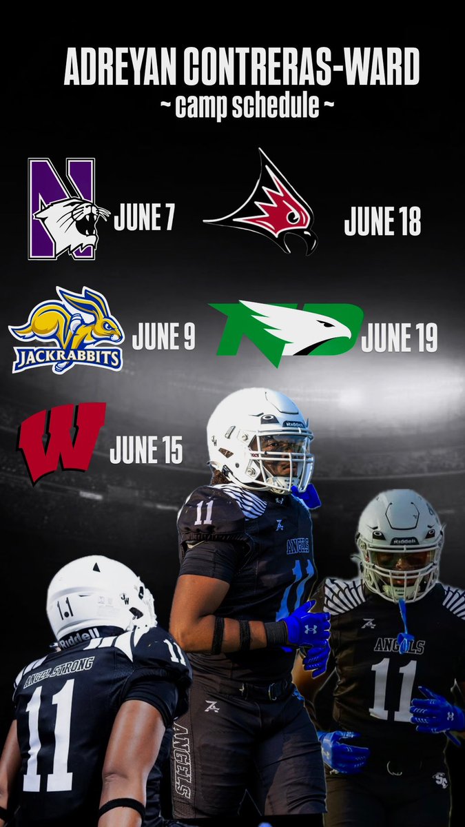 Adreyan Contreras-Ward (@ac_tooslimeyy) on Twitter photo I will be in attendance at these specific camps!🙌🏽<a href="/StCatsFootball/">St. Cat's Football</a> <a href="/MJ_NFLDraft/">Mark Johnson</a> <a href="/PrepRedzoneWI/">Prep Redzone Wisconsin</a>
#updatedcampschedule🚨 I will be in attendance at these specific camps!🙌🏽<a href="/StCatsFootball/">St. Cat's Football</a> <a href="/MJ_NFLDraft/">Mark Johnson</a> <a href="/PrepRedzoneWI/">Prep Redzone Wisconsin</a>
#updatedcampschedule🚨