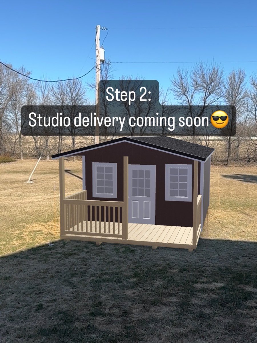 This studio build is coming along swell 😎
Step two happening tomorrow!!!
Here’s a sneak peak of what the studio will look like
Also thanks to my brother in Christ for helping me lay the foundation. I would certainly have a broken back and knee if I tried to do this myself 🤣