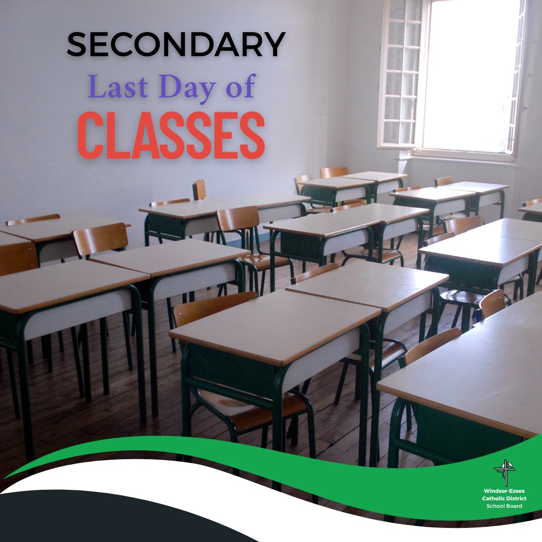 WECDSB's tweet image. Today marks the last day of regular classes for our secondary students. Well done on a fantastic year! Now, let&apos;s gear up for exams. #LastDayOfClasses #SecondarySchool