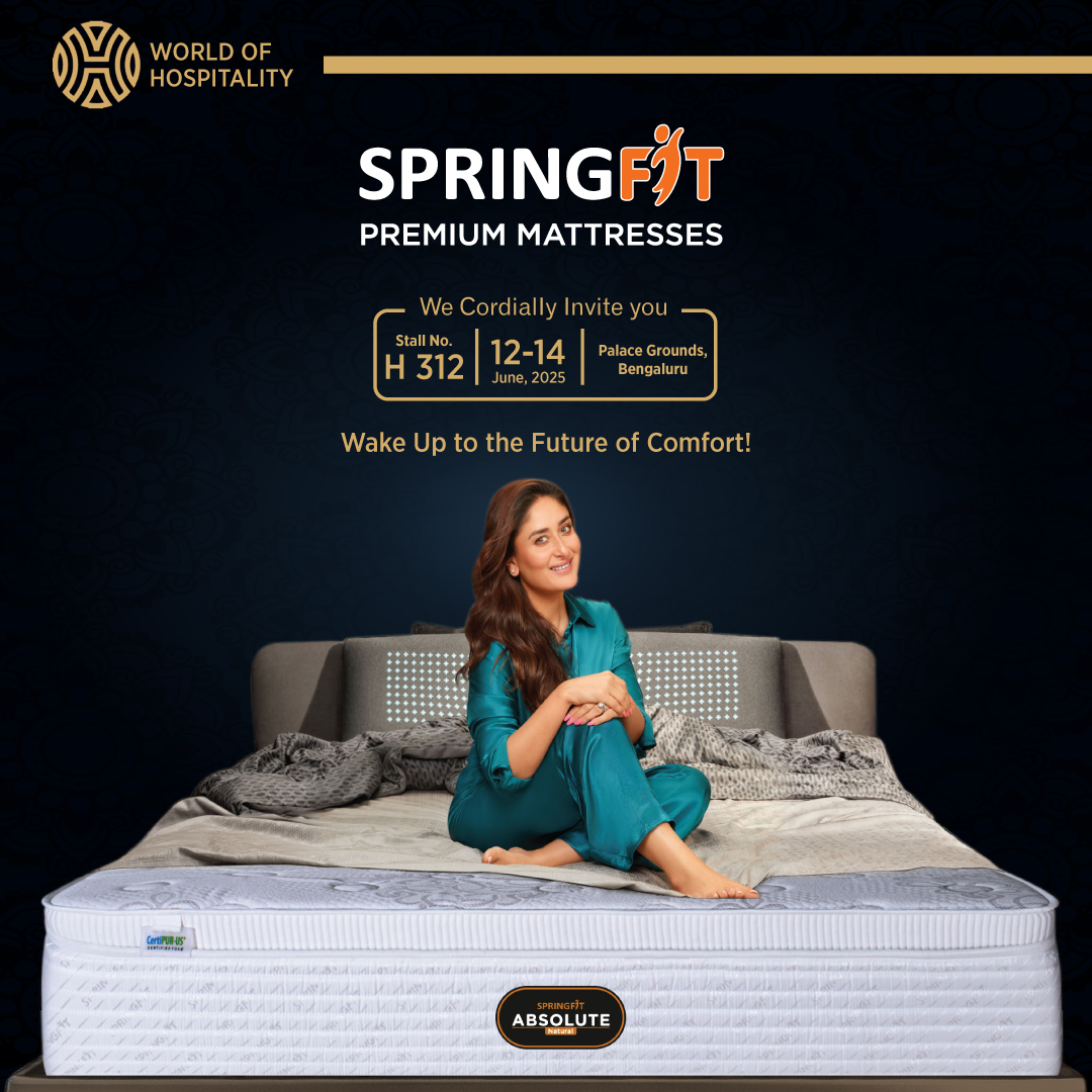 SpringfitSleep's tweet image. The present and future of comfort await you at the #WorldofHospitalityExpo2025.

Visit #Springfit Premium Mattresses, India’s most trusted hospitality #mattress brand to bring luxury comfort to your guests.

#WOHExpo2025 #Hospitality #SpringfitMattress #PremiumMattress #Expo2025