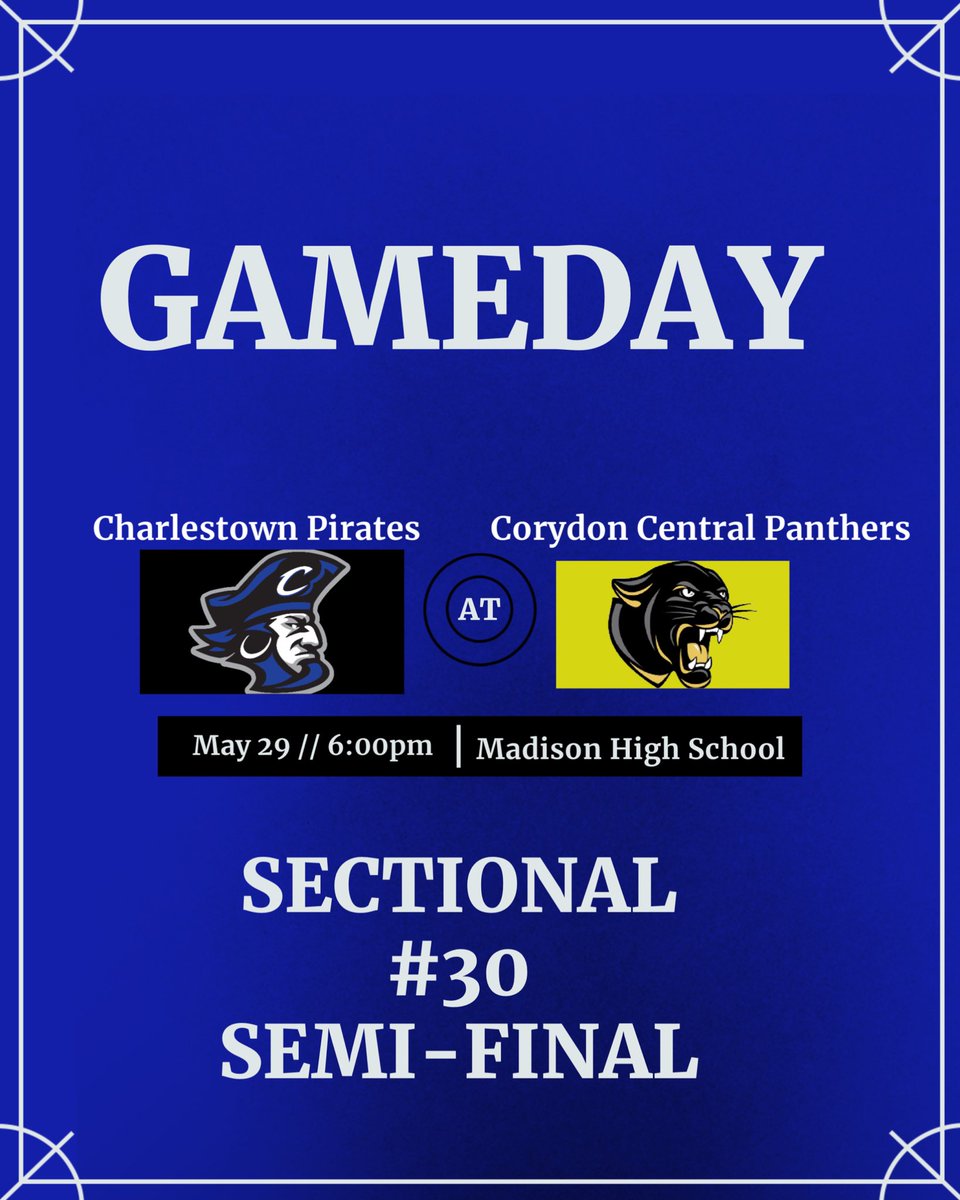 Gameday! We have postseason baseball today as the Pirates travel to Madison to take on the Panthers of Corydon in the sectional semi-final. First pitch set for 6pm. Go Pirates!