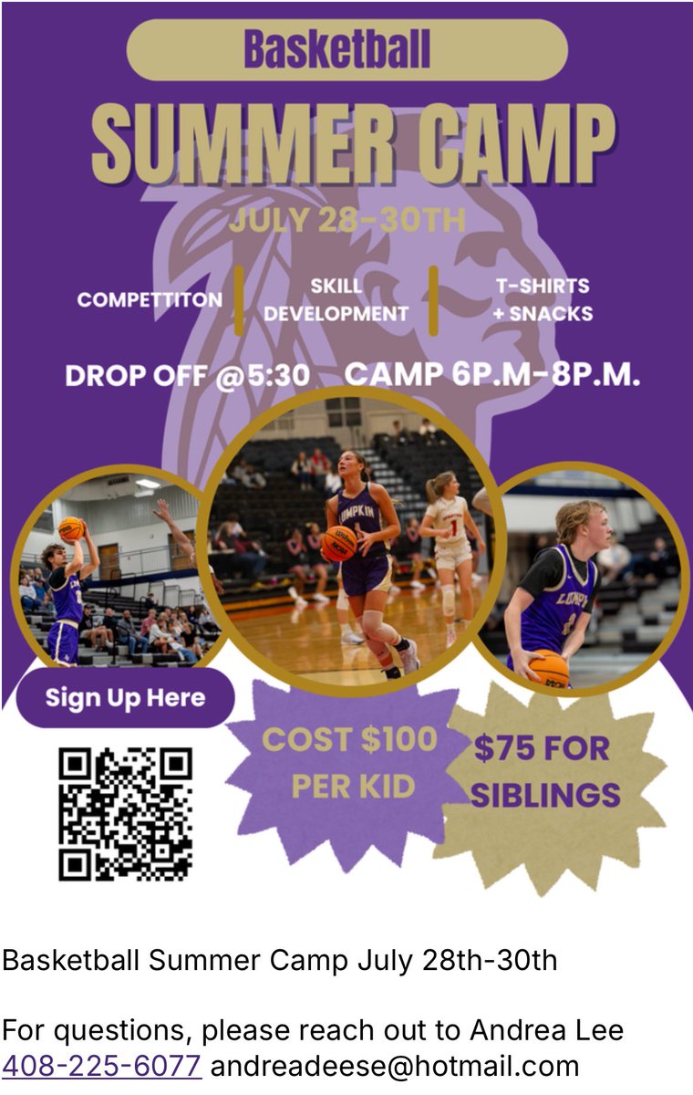 Lumpkin County WBB (@lumpkinwbb) on Twitter photo Come join us for 3 exciting days of basketball camp July 28-30. Fun games, competition and π skill development lead by our HS girls and boys coaching staff and players π <a href="/lumpkinparksrec/">Lumpkin County Parks and Recreation</a> Come join us for 3 exciting days of basketball camp July 28-30. Fun games, competition and π skill development lead by our HS girls and boys coaching staff and players π <a href="/lumpkinparksrec/">Lumpkin County Parks and Recreation</a>
