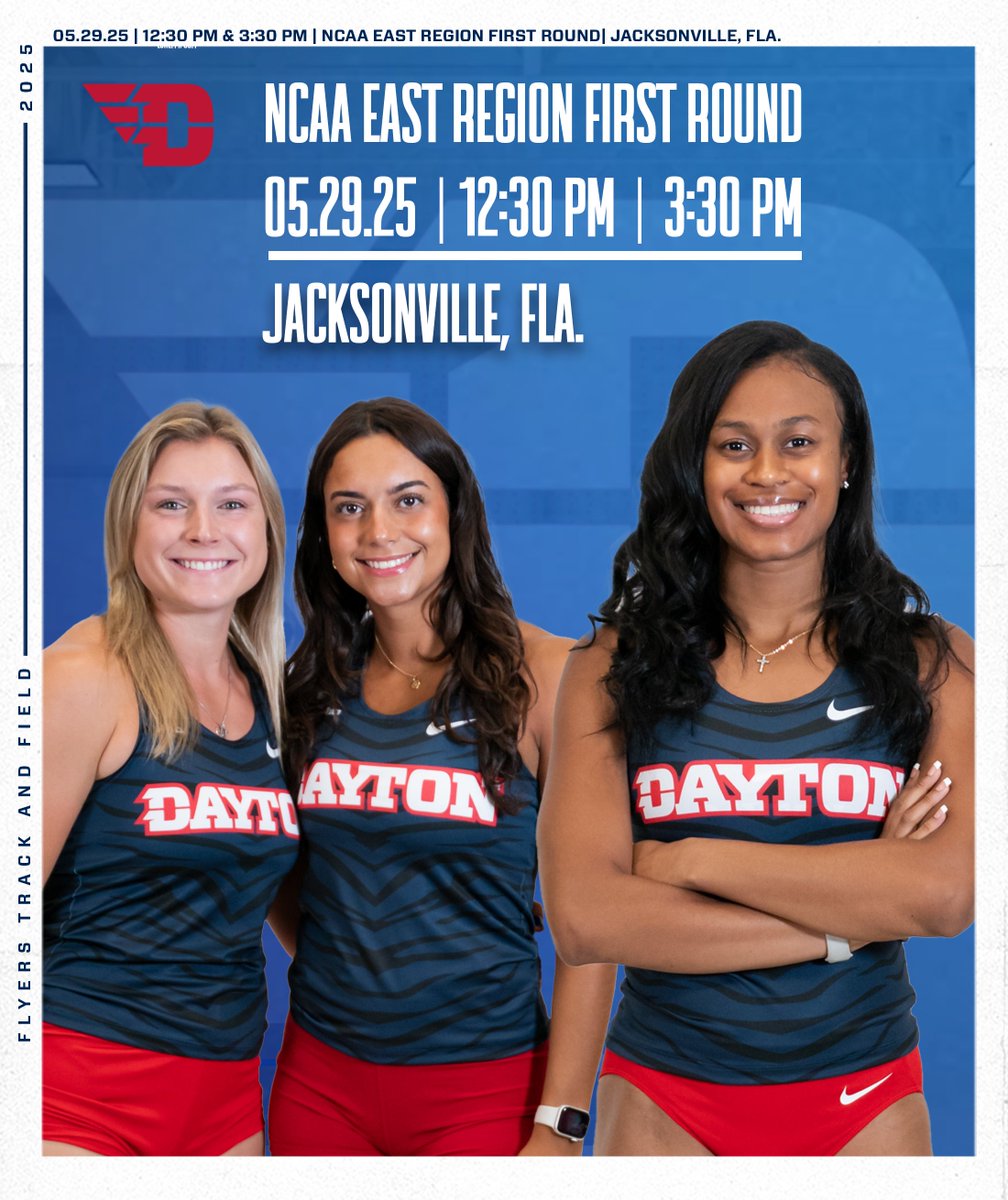 UDWomensTF_XC's tweet image. Meet Day: NCAA East Region First Round!
📍 - Jacksonville, Fla.
⏰️ - 12:30 p.m. Javelin
⏰️ - 3:30 p.m. 100m
#UDTF // #GoFlyers ✈️