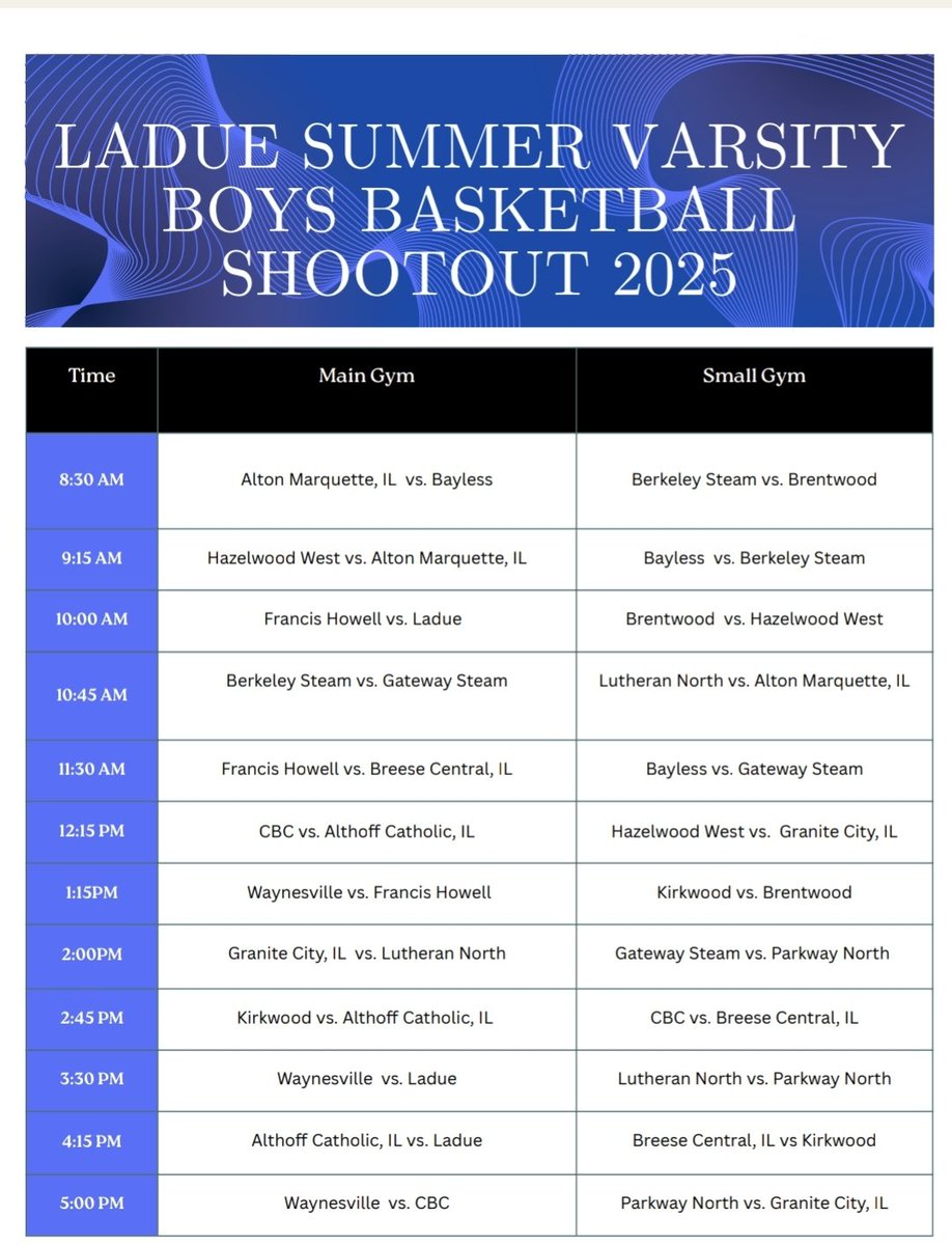 Final updated schedule for the shootout this Saturday! We have a good mix of teams, and our we are excited to host an event like this to kick off the month of June for teams!