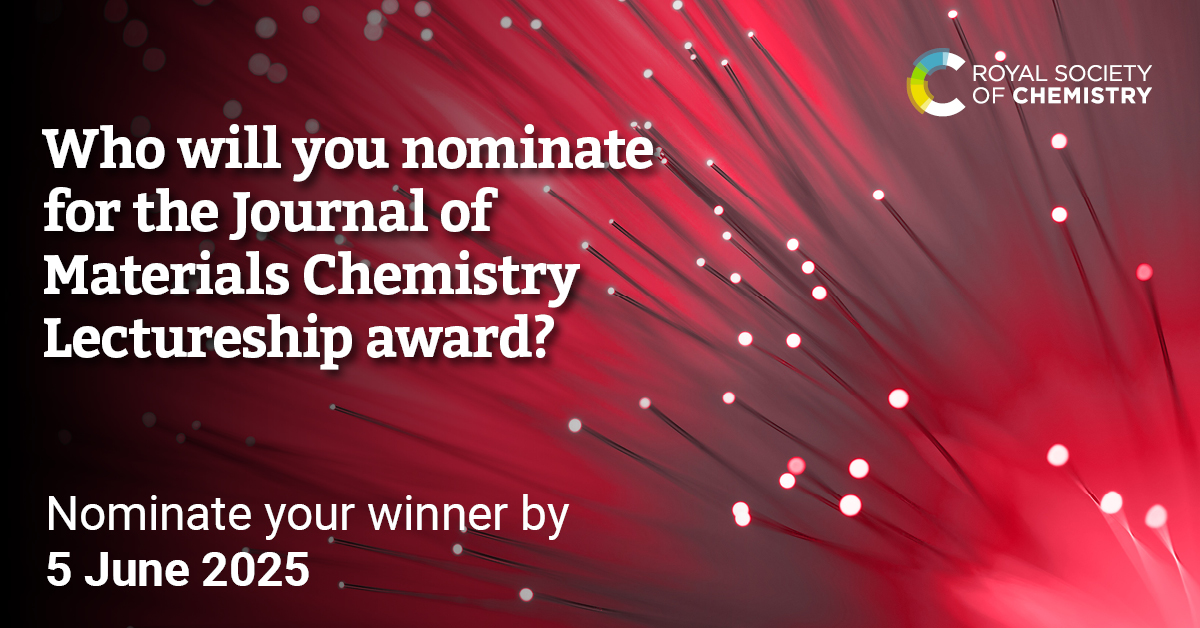 Just one week left to get your nominations in for the 2025 Journal of Materials Chemistry Lectureship award!

Do you know an exceptional early-career materials chemistry researcher who deserves recognition? Don’t delay and nominate today!

👉 rsc.org/journals-books…