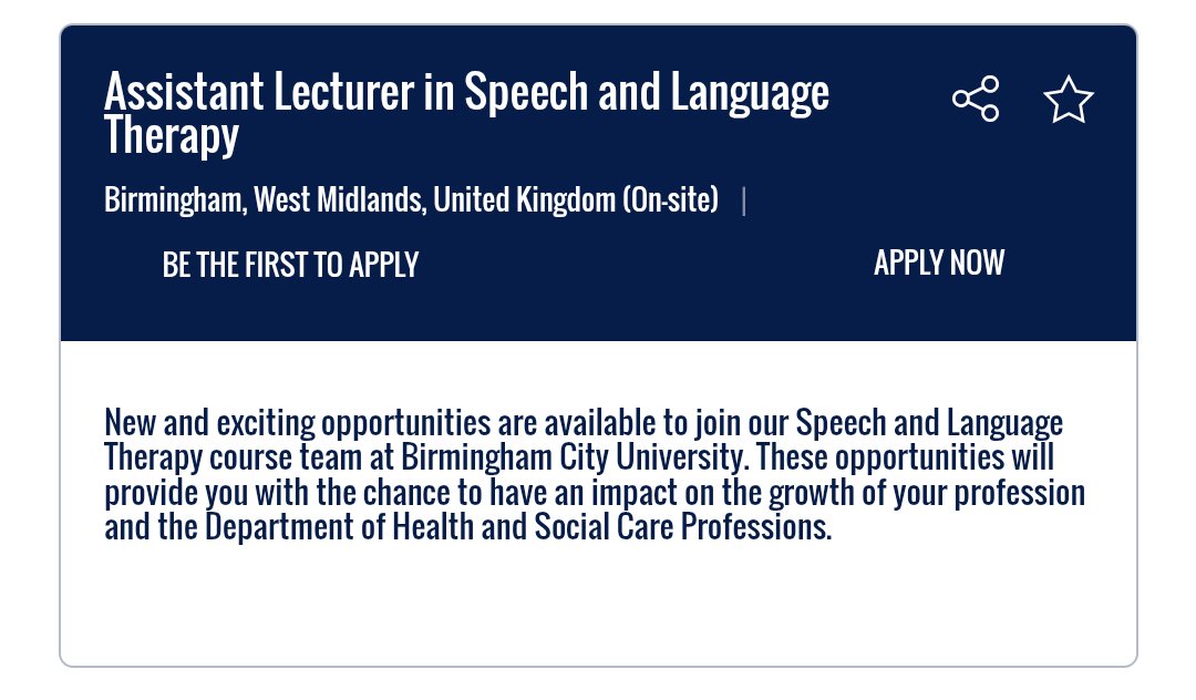 Gillian Rudd (@gillianrudd) on Twitter photo New vacancies at <a href="/SLTatBCU/">SLT at BCU</a>! Come join our SLT team as a Teaching Fellow or Assistant Lecturer, working across courses to support the development of our future colleagues and leaders.
Find out more and apply here: jobs.bcu.ac.uk
Please share to help spread the word. New vacancies at <a href="/SLTatBCU/">SLT at BCU</a>! Come join our SLT team as a Teaching Fellow or Assistant Lecturer, working across courses to support the development of our future colleagues and leaders.
Find out more and apply here: jobs.bcu.ac.uk
Please share to help spread the word.
