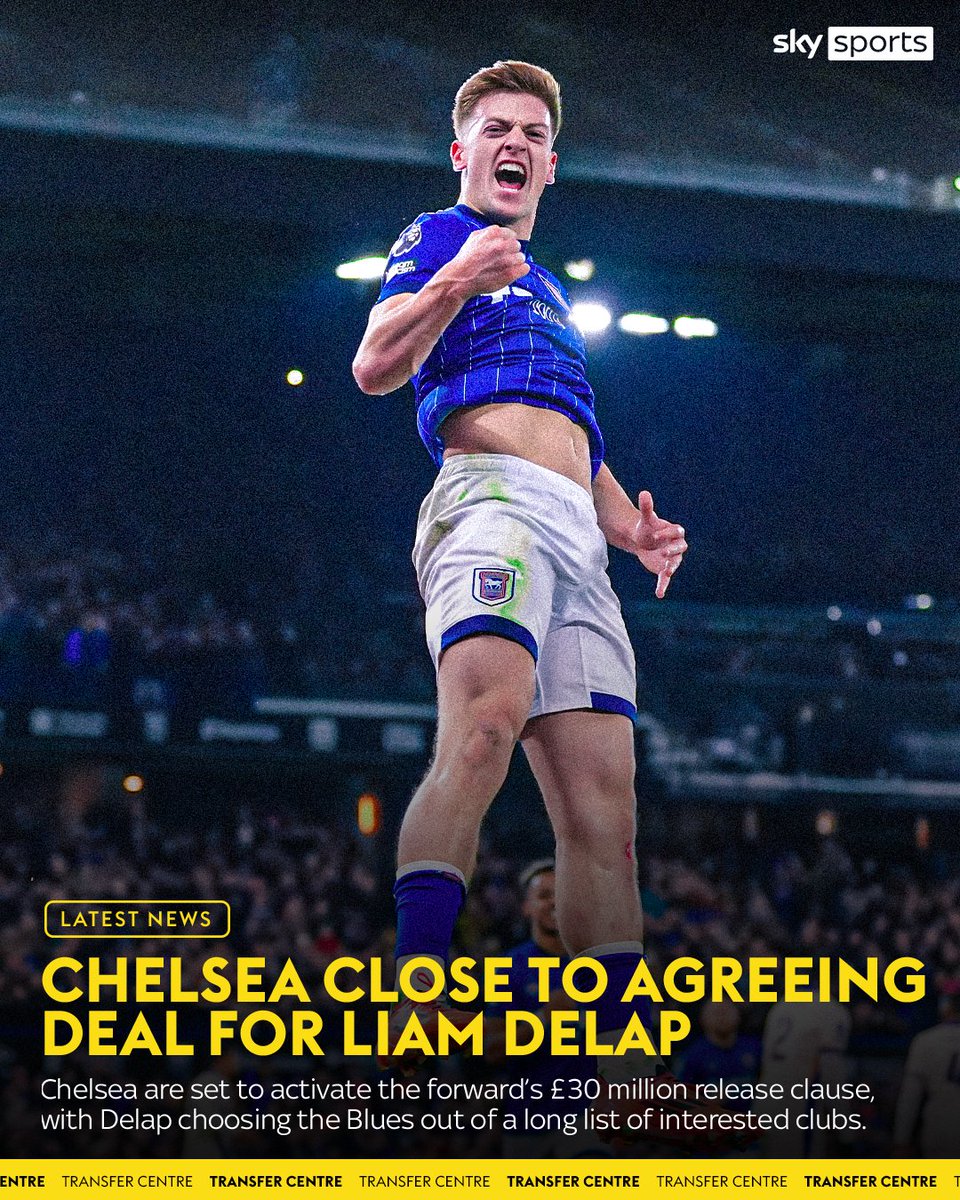 SkySportsPL's tweet photo. Chelsea are close to agreeing a deal to sign Ipswich's Liam Delap 👀🔄️ https://t.co/6z2kfOrOUv
