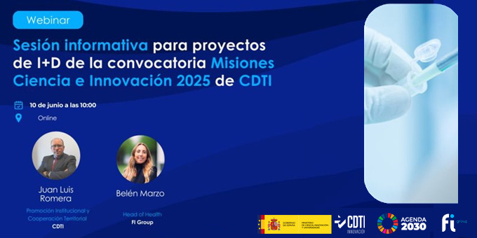 @CDTI_innovacion (@cdti_innovacion) on Twitter photo 🔬 ¿Trabajas en el ámbito de la #salud y te interesa la #financiación de proyectos de I+D+i?
🔊No te pierdas la sesión informativa organizada por <a href="/FIGroupES/">FI Group España</a> junto con <a href="/CDTI_innovacion/">@CDTI_innovacion</a> sobre la convocatoria Misiones #Ciencia e #Innovación 2025, centrada en el sector salud
🗓️ 10 🔬 ¿Trabajas en el ámbito de la #salud y te interesa la #financiación de proyectos de I+D+i?
🔊No te pierdas la sesión informativa organizada por <a href="/FIGroupES/">FI Group España</a> junto con <a href="/CDTI_innovacion/">@CDTI_innovacion</a> sobre la convocatoria Misiones #Ciencia e #Innovación 2025, centrada en el sector salud
🗓️ 10