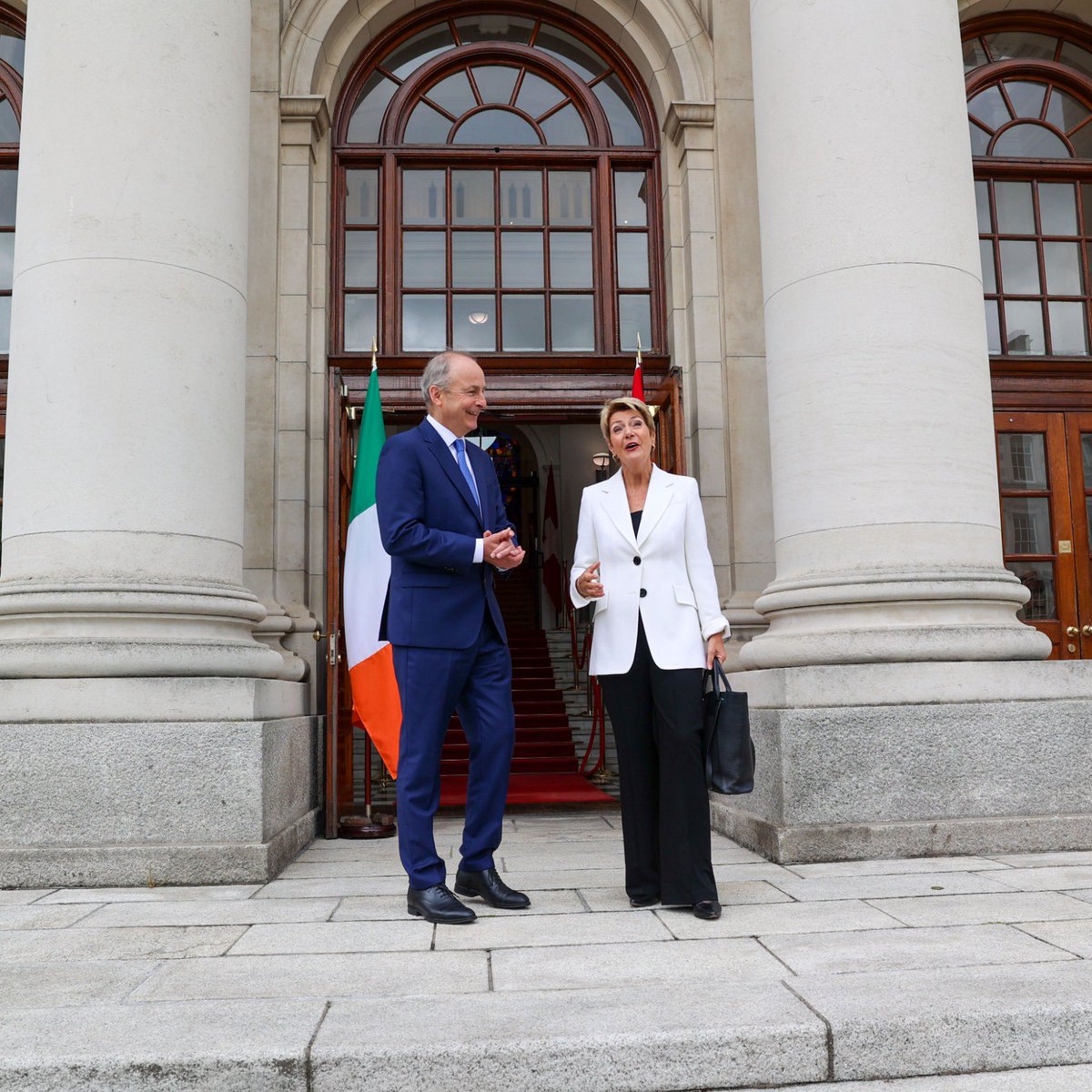 Micheál Martin (@michealmartintd) on Twitter photo Very warm and engaging meeting with President of Switzerland <a href="/keller_sutter/">Karin Keller-Sutter</a> in Government Buildings today.
The relationship between our two countries is more than 1000 years old, but as strong as ever. Very warm and engaging meeting with President of Switzerland <a href="/keller_sutter/">Karin Keller-Sutter</a> in Government Buildings today.
The relationship between our two countries is more than 1000 years old, but as strong as ever.