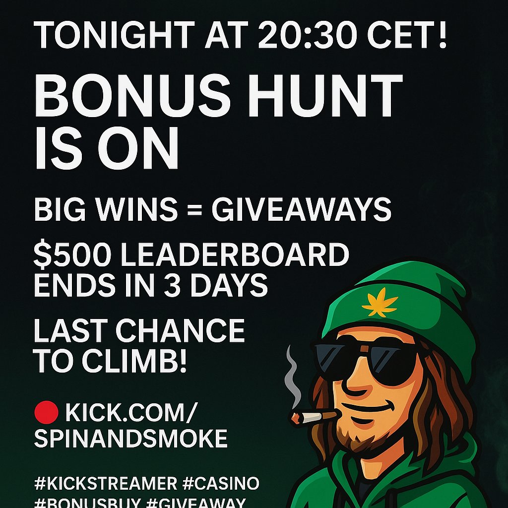 JxSmok33's tweet photo. ๐ฐ Going LIVE at 20:30 CET!
Bonus Hunt is on ๐ฅ
Big Wins = Giveaways ๐ธ
$500 leaderboard ends in 3 days โ last chance to climb!
๐ด https://t.co/hwBdGCzPe4 @Roobet
#kickstreamer #casino #bonusbuy #giveaway #leaderboard #spinandsmoke https://t.co/jQdC6tKQVU