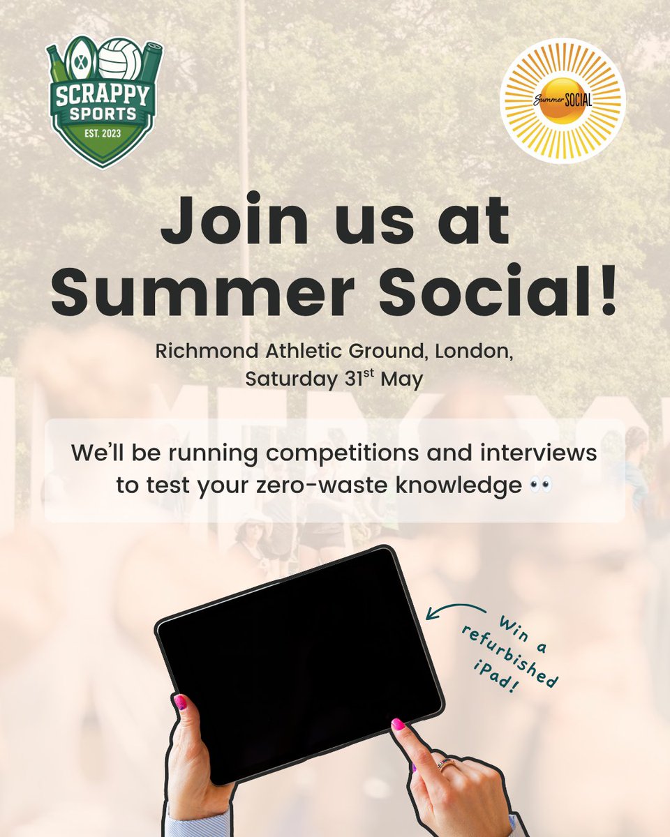scrappzero's tweet image. Find us supporting the teal &amp;amp; lime at Richmond Athletic Ground, London (UK), in the main arena for our app relaunch 🎉

Chat with the team, learn more about our latest update, and be in with the chance to win a refurbished iPad!

Grab your tickets here 👉 summersocial.co.uk/collections/fr…
