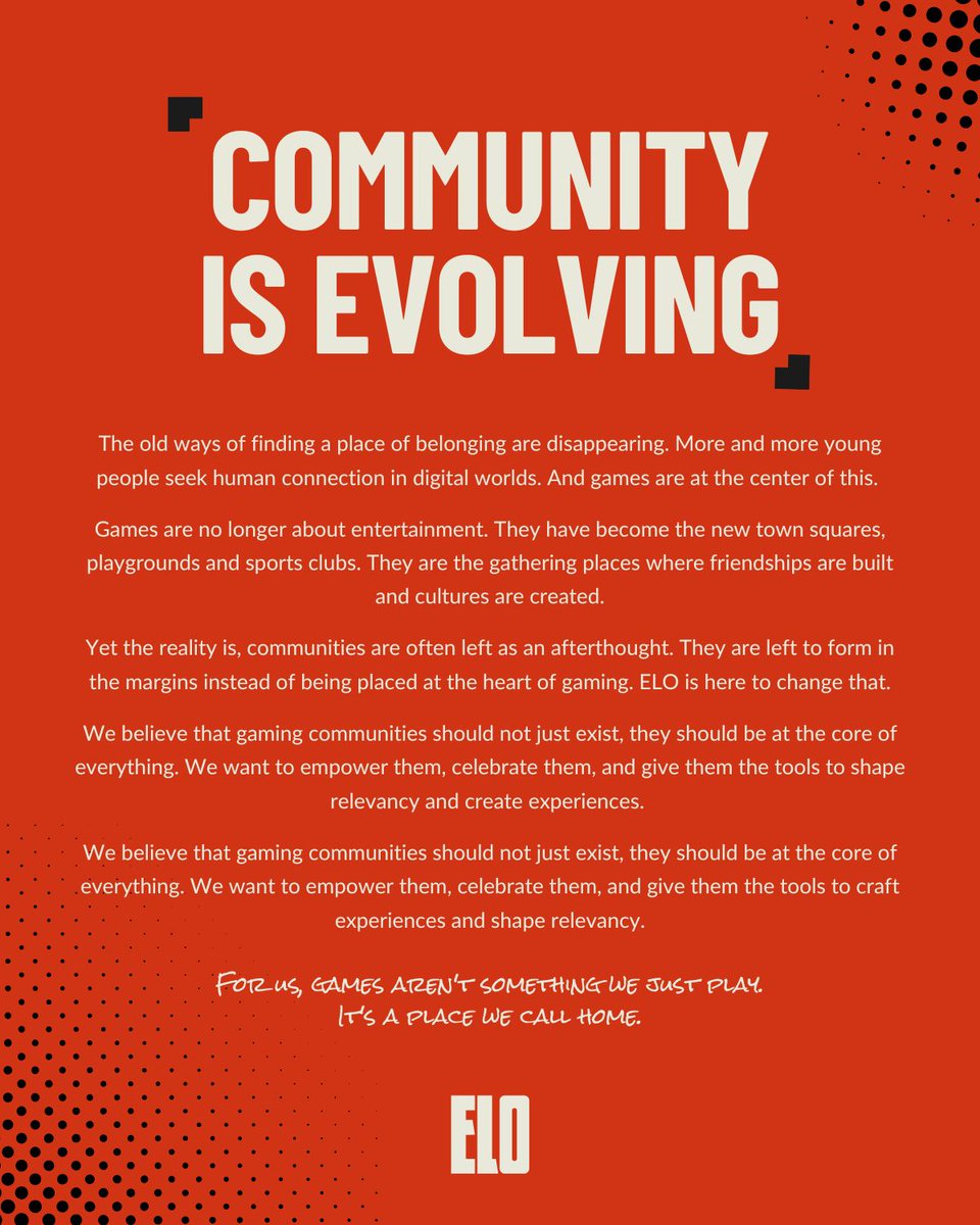 elo_collective's tweet image. ELO is here 🧨
Community is Evolving - its time for...
Power to the Gamer 📷