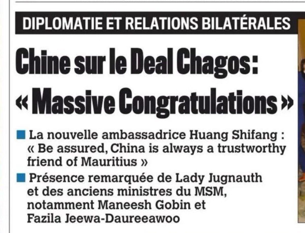 China congratulates Mauritius in winning the Chagos Islands.

The UK is victim to decades long campaign of lawfare, sabotage, and diplomatic corruption.

Here are a few instances that should make you pay attention to this scandal: 🧵