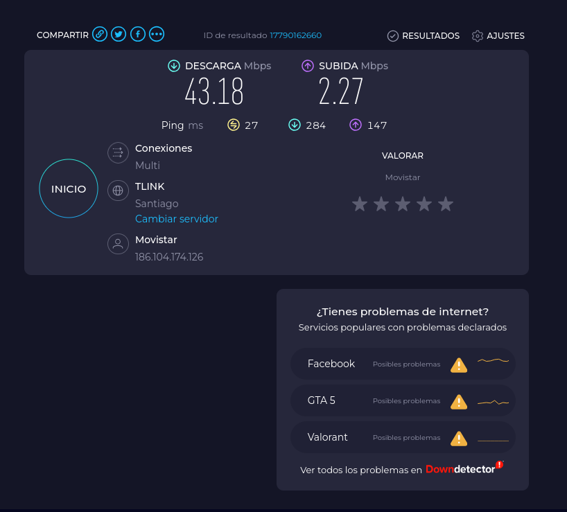 Rodrigo_Doro's tweet photo. Hola @AyudaMovistarCL desde ayer tengo problemas con la velocidad de Internet, ya hice todo lo que piden siempre, reinicios, etc... por favor su ayuda :)

@subtel_chile  @SERNAC https://t.co/5V9GBnD1Wh