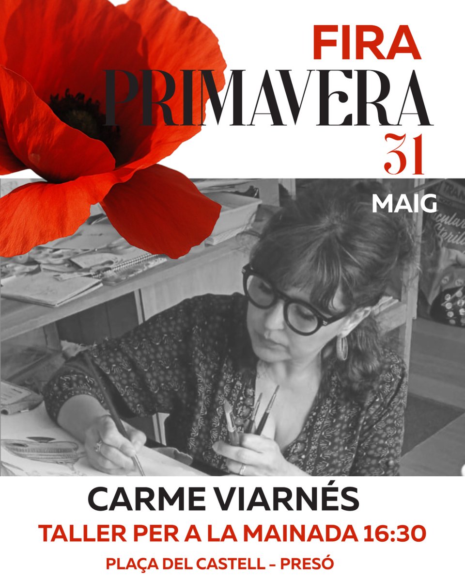 🙋‍♀️ Taller per a la mainada

La Carme Viarnés, artista local, ens proposa un taller creatiu per als més petits:

Crearem un mòbil decoratiu per penjar a casa, format per tres peces mòbils.

Ens trobareu a la Plaça del Castell (zona de la presó, darrere l'església) a les 16:30 h.