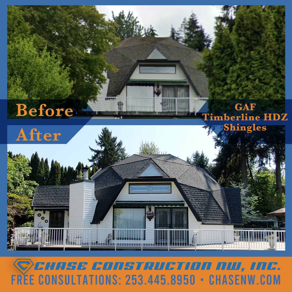 Does your moss infested, curling shingle roof need new life? Let us help! Talk to our experts with no obligation - 253.445.8950
chasenw.com
.
.
.
.
#gaftimberlinehdz #puyalluproofers #gafmastereliteroofer #newroof #beforeandafter